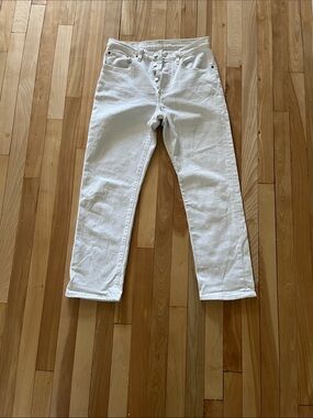 LEVI’S 501 premium denim White High-Rise Button-Fly Jeans
